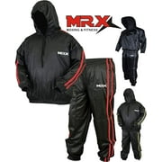 MRX Heavy Duty Sweat SAUNA SUIT With Hoodie Exercise Gym Suit Fitness Weight Loss Slimming MMA Training Black/Red Medium
