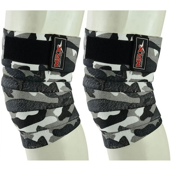 MRX Knee Wraps Weight Lifting Straps Guard Pads Sleeves Powerlifting Gym Bandage Camo Grey
