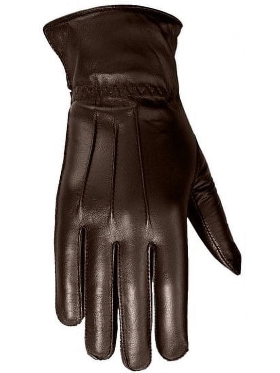 Ladies Warm Winter Gloves Dress Thermal Lining Genuine Leather Brown, L