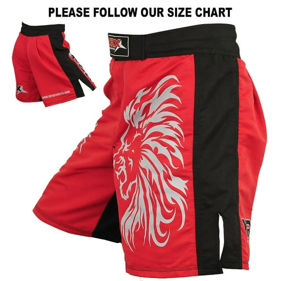 MRX MMA Fight Shorts Grappling Short Stretch Penals Training Trunks Lion Series Red / Black S
