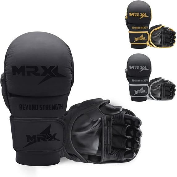 MRX MMA Grappling Gloves 7 OZ Boxing Punching Glove Mitts Black L/XL