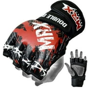 MRX MMA Grappling Gloves Cage UFC Fighting Sparring Leather Glove Training Blood Series Black/Red, Small