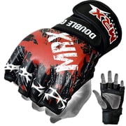 MRX MMA Grappling Gloves Cage UFC Fighting Sparring Leather Glove Training Blood Series Black/Red, X-Large