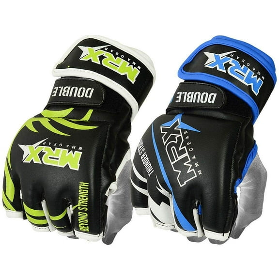 MRX MMA Grappling Gloves for Men Martial Arts Training Fighting Bag Glove Cage Fight Mitts (Black/Green, Small)