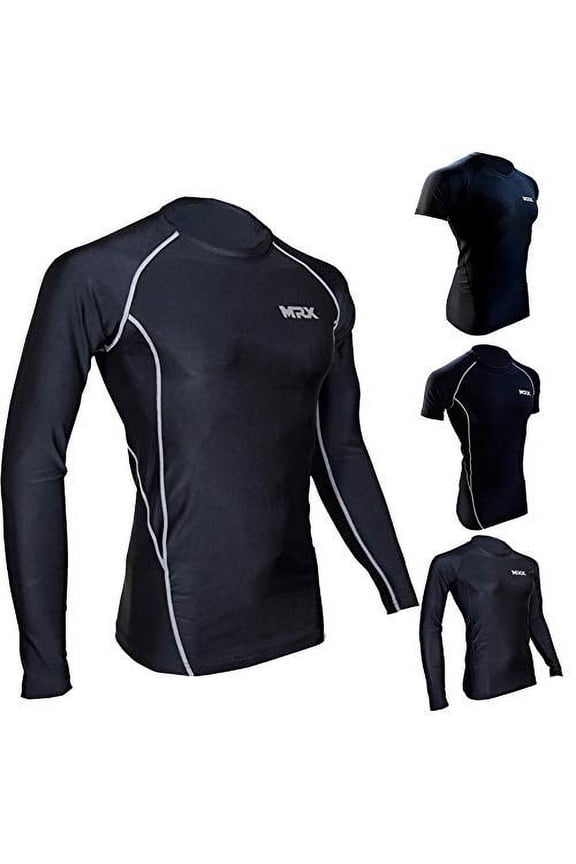 Men’s Compression Shirts Athletic Gym training Workout Full Sleeve Black Grey L