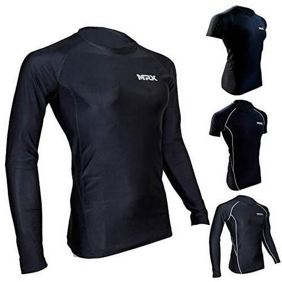 MRX Men’s Compression Shirts Athletic Gym training Workout Full Sleeve Black L