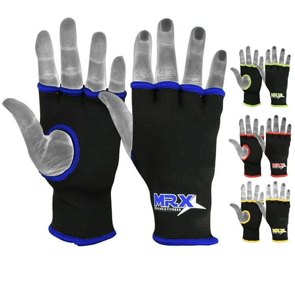 MRX Muay Thai Boxing Inner Gloves Protective Hand Wrap (Black,Blue Medium)