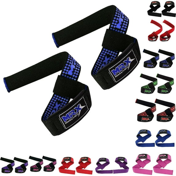 MRX POWER WEIGHT LIFTING BAR STRAPS BLACK / BLUE