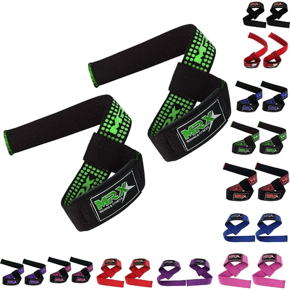 MRX POWER WEIGHT LIFTING BAR STRAPS BLACK / GREEN