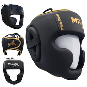 MRX Professional MMA Men Training Head Guard Judo Sparring Headgear Kickboxing Wrestling Boxing Helmet Protection for Face Forehead Ear Extra Thick Padded Cage Fighting Head Gear Black Golden L/XL