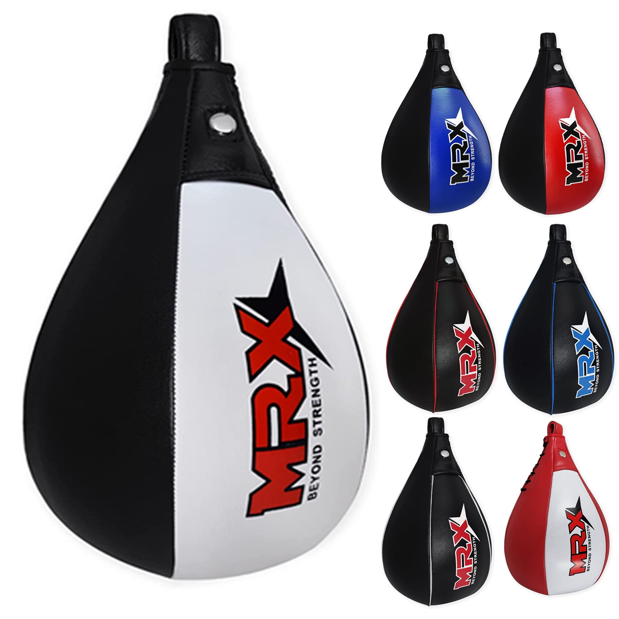 MRX Speed Punching Bags Genuine Leather MMA Training Speed Bag Muay Thai SpeedKills Punching, Dodge Striking Bag for Workout Pro Boxing Bag for Home Gym Kids, Men, Women Black white