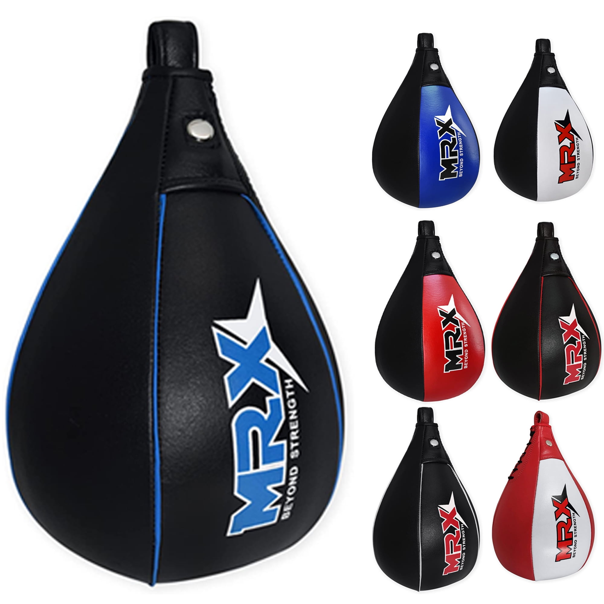 MRX Speed Punching Bags Genuine Leather MMA Training Speed Bag Muay Thai SpeedKills Punching, Dodge Striking Bag for Workout Pro Boxing Bag for Home Gym Kids, Men, Women Full Black Blue