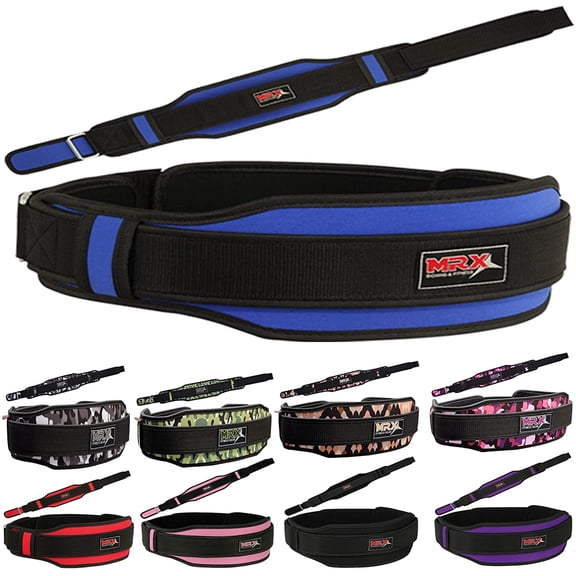 MRX Weight Lifting Belt with Double Back Support Gym Training Blue XL