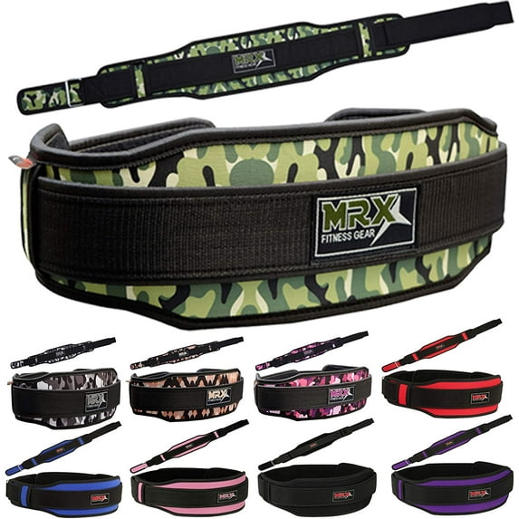 MRX Weight Lifting Belt with Double Back Support Gym Training Camo Green, S
