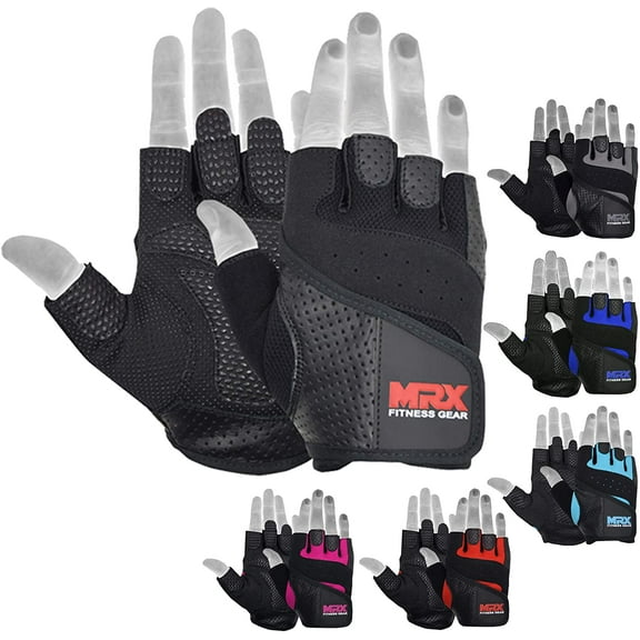 MRX Weight Lifting Gloves Pro Series Gym Fitness Workout Bodybuilding Glove Black (Large)
