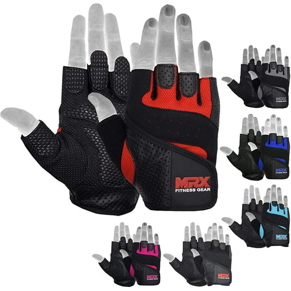MRX Weight Lifting Gloves Pro Series Gym Fitness Workout Bodybuilding Glove Red (Large)