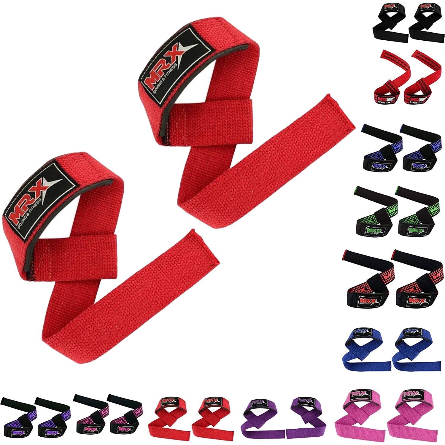 MRX Weight Lifting Gym Bar Straps - Strenght Training Dead Lift  Bodybuilding Strap Black 