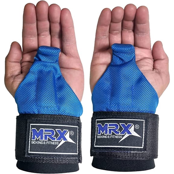 MRX Weight Lifting Hooks Wrist Straps Support GYM Bodybuilding Bar Hook Blue