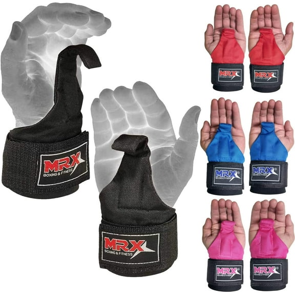 MRX Weight Lifting Hooks Wrist Straps Support GYM Bodybuilding Bar Hook