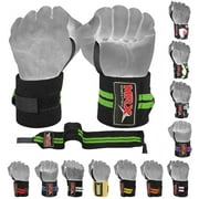 MRX Weight Lifting Wrist Wraps GYM Training Straps Wrist Support While Lifting Crossfit Wrap 18 Inches Long 1 Pr Green