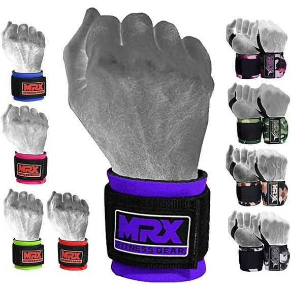 MRX Weight Lifting Wrist Wraps for Wrist Support Crossfit Lifting Straps Gym Bodybuilding Training Workout for MEN and WOMEN Purple