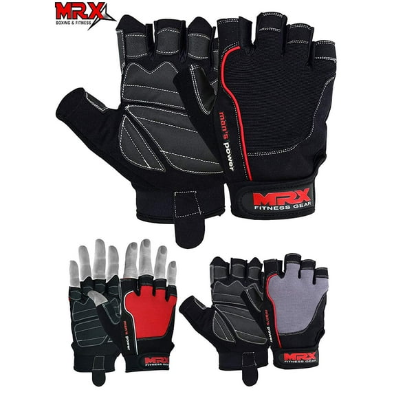 MRX Weightlifting Gloves for Men and Women Gym Workout Bodybuilding Strength Training CrossFit Weight Lifting Grip Glove With Padded Palm (Black-XX-Large)