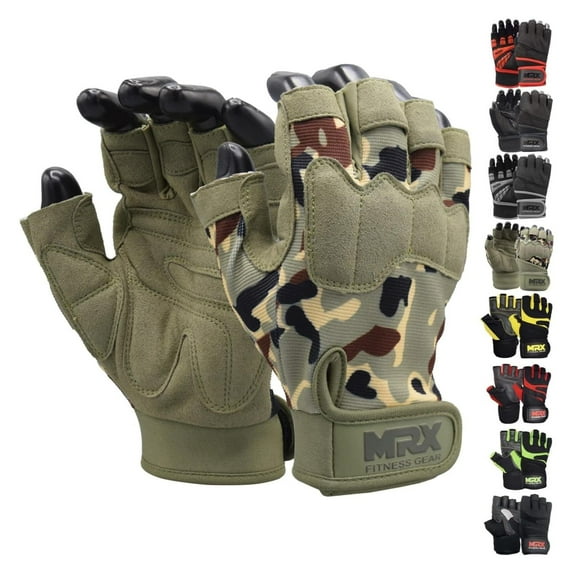 MRX Weightlifting Gloves for Men Workout Gloves Mens Wrist Support Lifting Gloves Male Gym Gloves | Workout Gym Accessories for Men Weight Lifting Fingerless Gym Exercise for Powerlifting