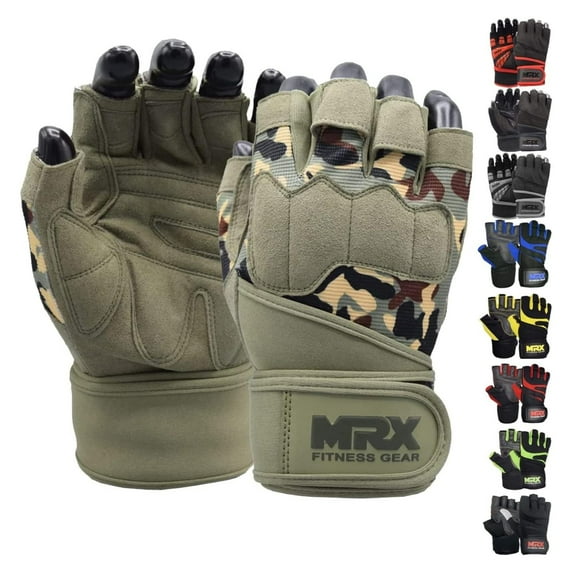 MRX Weightlifting Gloves for Men Workout Gloves Mens Wrist Support Lifting Gloves Male Gym Gloves | Workout Gym Accessories for Men Weight Lifting Fingerless Gym Exercise for Powerlifting