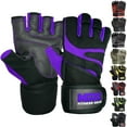 thumbnail image 1 of MRX Weightlifting Gloves Wrist Wrap Support Body Building Gym Purple M, 1 of 6