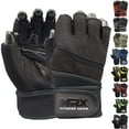 thumbnail image 1 of MRX Weightlifting Unisex Gloves Wrist Wrap Support Made with Amara Leather, Black 2XL, 1 of 6