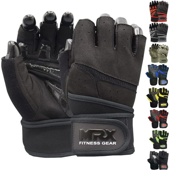 MRX Weightlifting Unisex Gloves Wrist Wrap Support Made with Amara Leather, Black 2XL