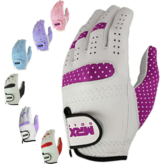 MRX Women's Left Hand Golf Gloves Cabretta Leather White / Burgundy M