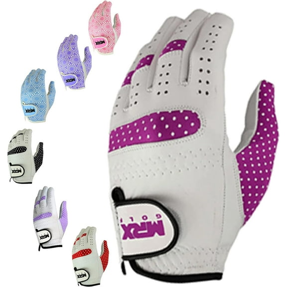 MRX Women's Left Hand Golf Gloves Cabretta Leather White / Burgundy S