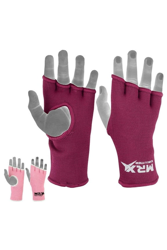 Womens Training Boxing Inner Gloves Bandages MMA Fist Hand Wraps Protector Mitts (Burgundy, Small)
