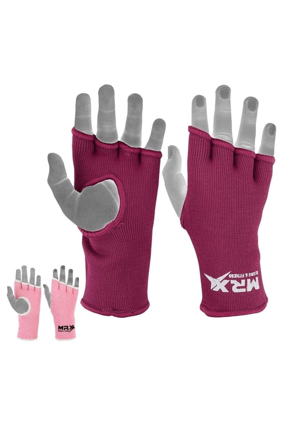 Womens Training Boxing Inner Gloves Bandages MMA Fist Hand Wraps Protector Mitts (Burgundy, X-Large)