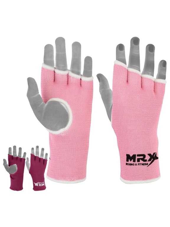 Womens Training Boxing Inner Gloves Bandages MMA Fist Hand Wraps Protector Mitts (Pink, Large)