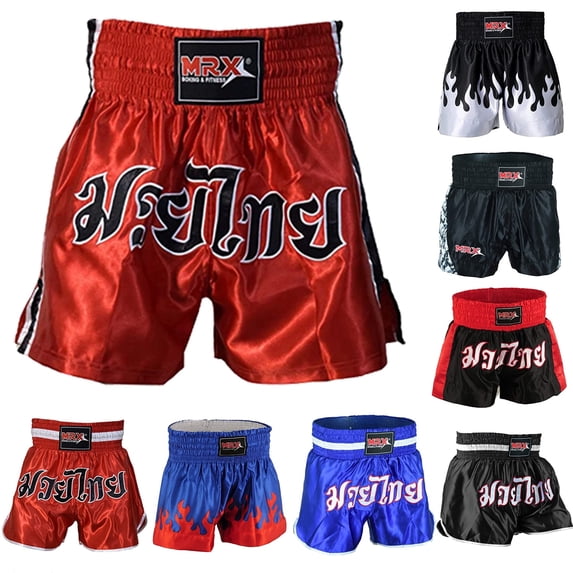 Men Boxing Shorts MMA Mauy Thai Training Fitness Gym Cage Fight Kickboxing Trunks Clothing Red 2X-Small