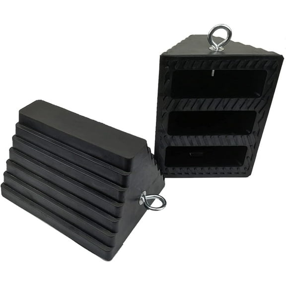 MRY 2 Pack Wheel Chocks Rubber Heavy Duty Black with Eyebolt, 9" L x 7.1" W x 5.5" H, for Cars, RVs, Trucks, Trailers, Anti-Slip Design Tire Chock for All Weather Use
