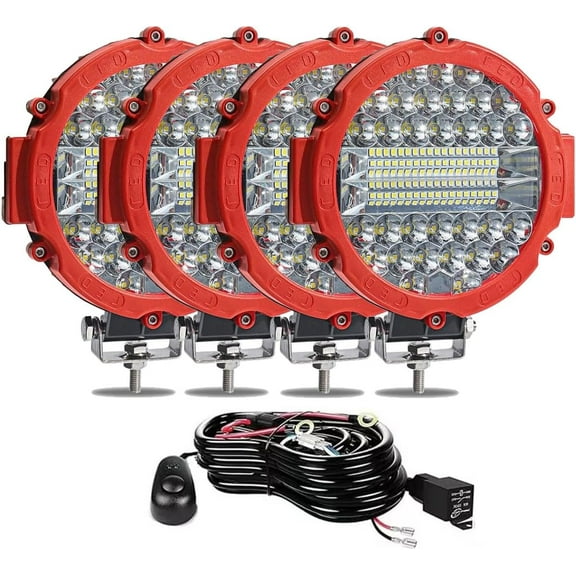 MRY 7 Inch Round LED Light Bar, 201W Combo Beam, 4-Pack with Wiring Harness