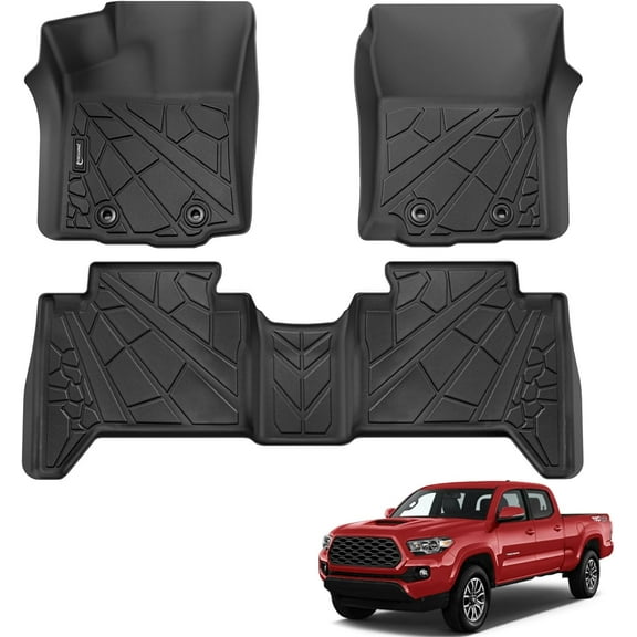 MRY All-Weather Floor Mats for Toyota Tacoma 2016-2023 Double Cab Automatic - TPE Front & Rear Liners - 3-Piece Set