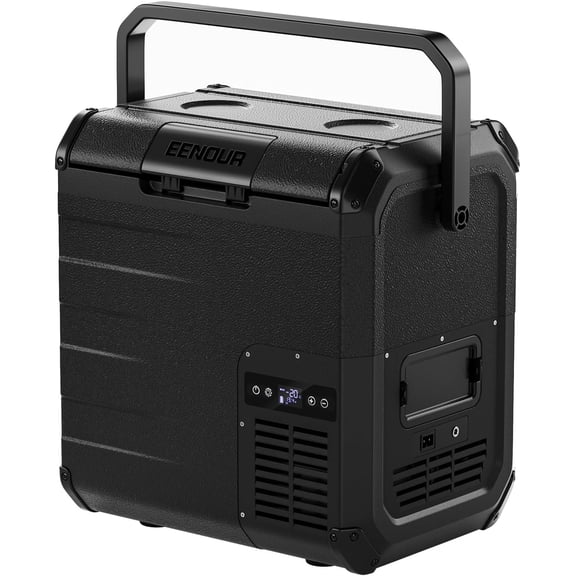 MRY D18 19Qt/18L 12V Portable Car Refrigerator, Battery & Solar Powered Cooler 25W, -4~50F, 12/24V DC & 110-240V AC, for Short Trip, Truck (Battery Not Included), Black