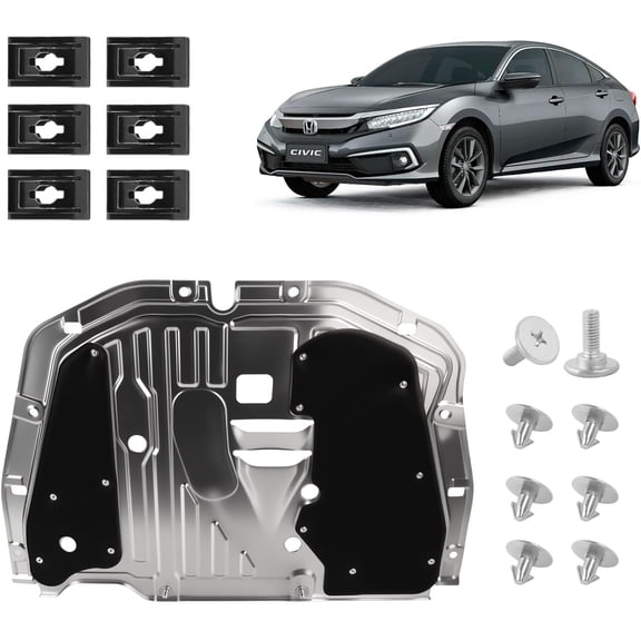 MRY Engine Splash Shield Guard for 2016-2021 Civic, Engine Case Guard Under Car Shield Cover Replacement 74110-TBA-A00 90674-TY2-A01