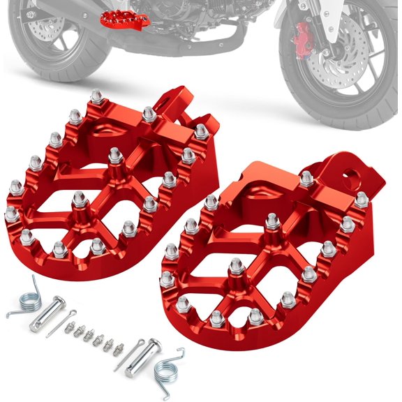 MRY Motorcycle Foot Pegs, MX Style CNC for GROM 125 (2013-2025), Monkey 125 (2020-2025), Grom Clone, Dax 125 (2025), Red