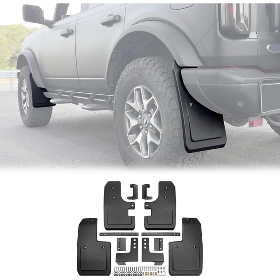 MRY Mud Flaps for 2021-2025 Ford Bronco 2/4-Door, No Drill Splash Guards Front & Rear Truck Mud Guards with Hardware Accessories Mudflaps Set 4PCS, Not for Sport