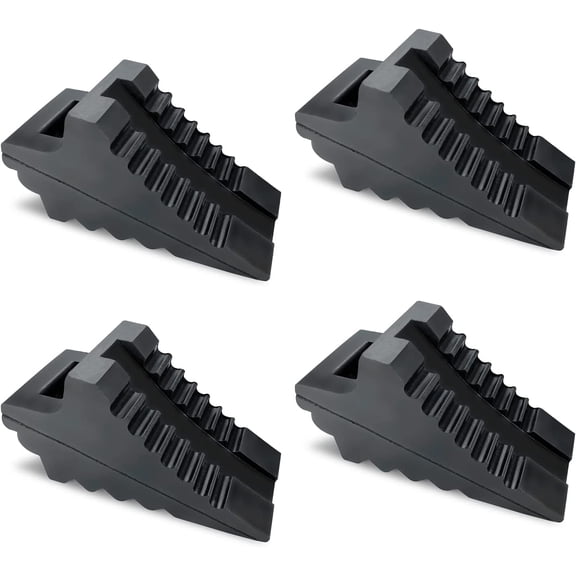 MRY Solid Heavy Duty Rubber Wheel Chocks 4 Packs for Cars, RVs, Trucks, Trailers, ATV, G.V.W. up to 8T, Anti-Slip Bottom Tire Chock 8.6" x 3.7" x 4.7"