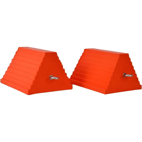 MRY Wheel Chocks, Heavy Duty Wheel Chock with Handle, Rubber Wheel Chocks for Boat Trailers, RV, Truck, Camper, 2 Pack, Orange