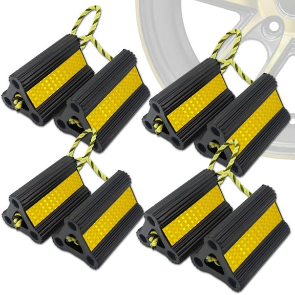 MRY Wheel Chocks for RV Trailer Car Truck, Upgrade Rubber Wheel Chocks with Rope Easy to Use, Camper Travel Chock Blocks Wheel Immobilizers & Chocks, 6.2" 4 Pair