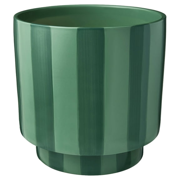 Mainstays Lauren 10 inch Round Ceramic Planter with Green Lily Design