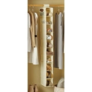 Mainstays 10-Shelf Canvas Hanging Closet Organizer for Shoes and Clothes, Beige