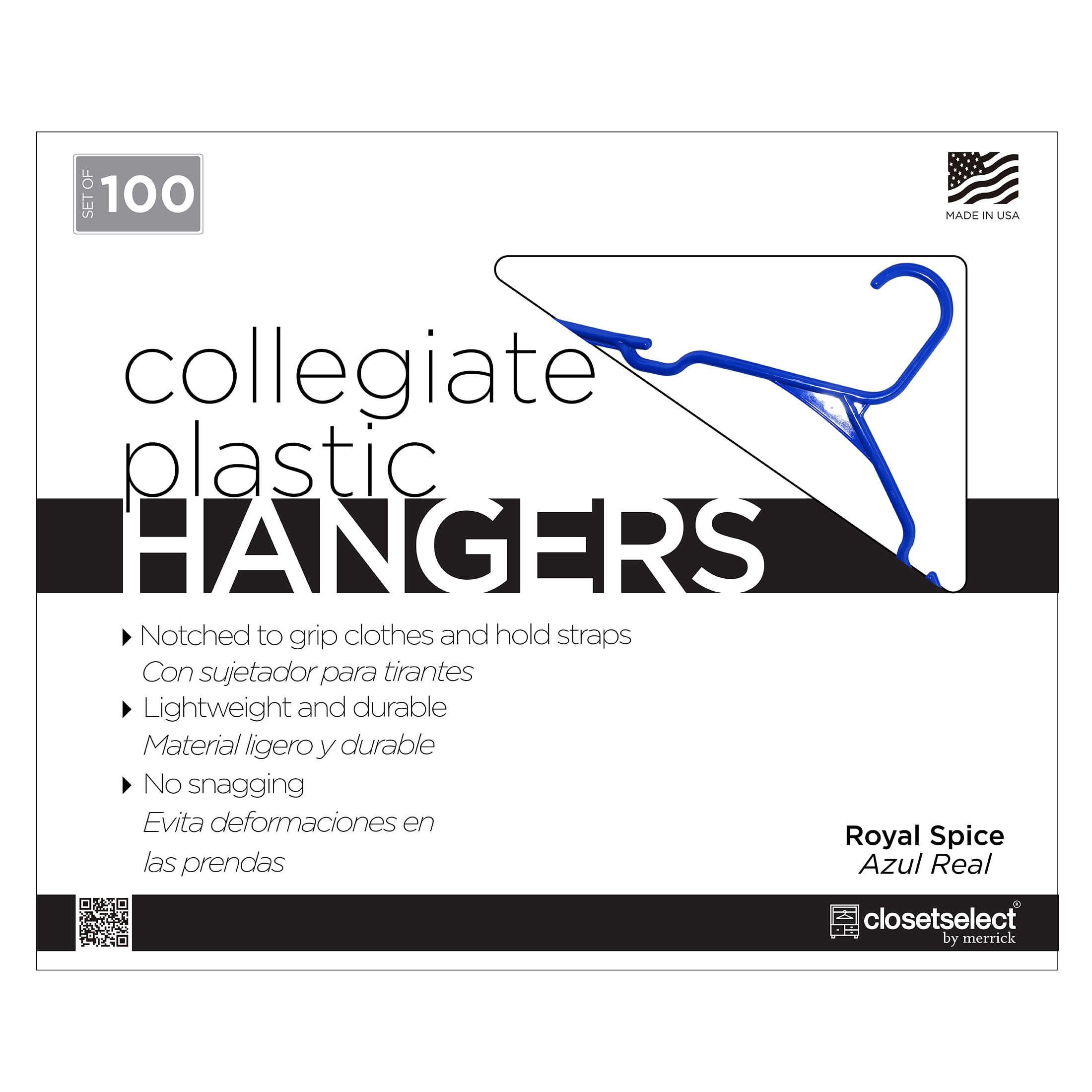 Closetselect Plastic Notched Adult Hangers for Any Clothing Type, Royal Spice 100 Count